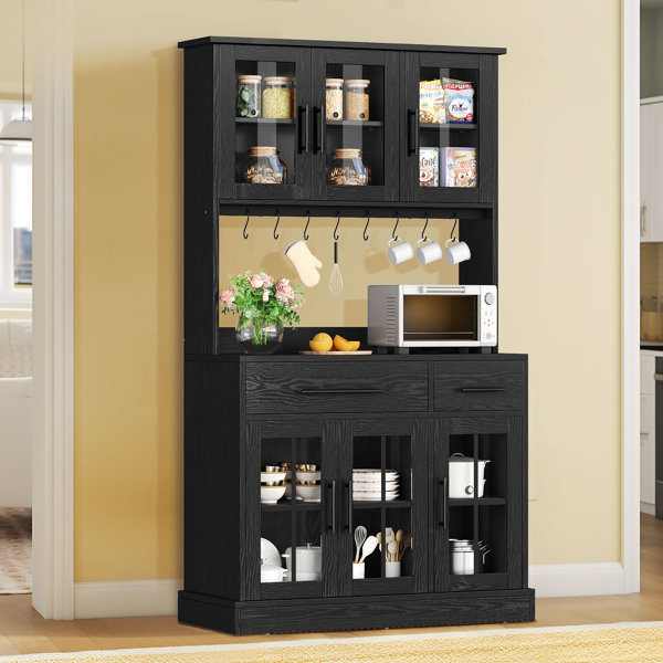 Wade Logan® Arnzazu Kitchen Pantry with Charging & Acrylic Glass 